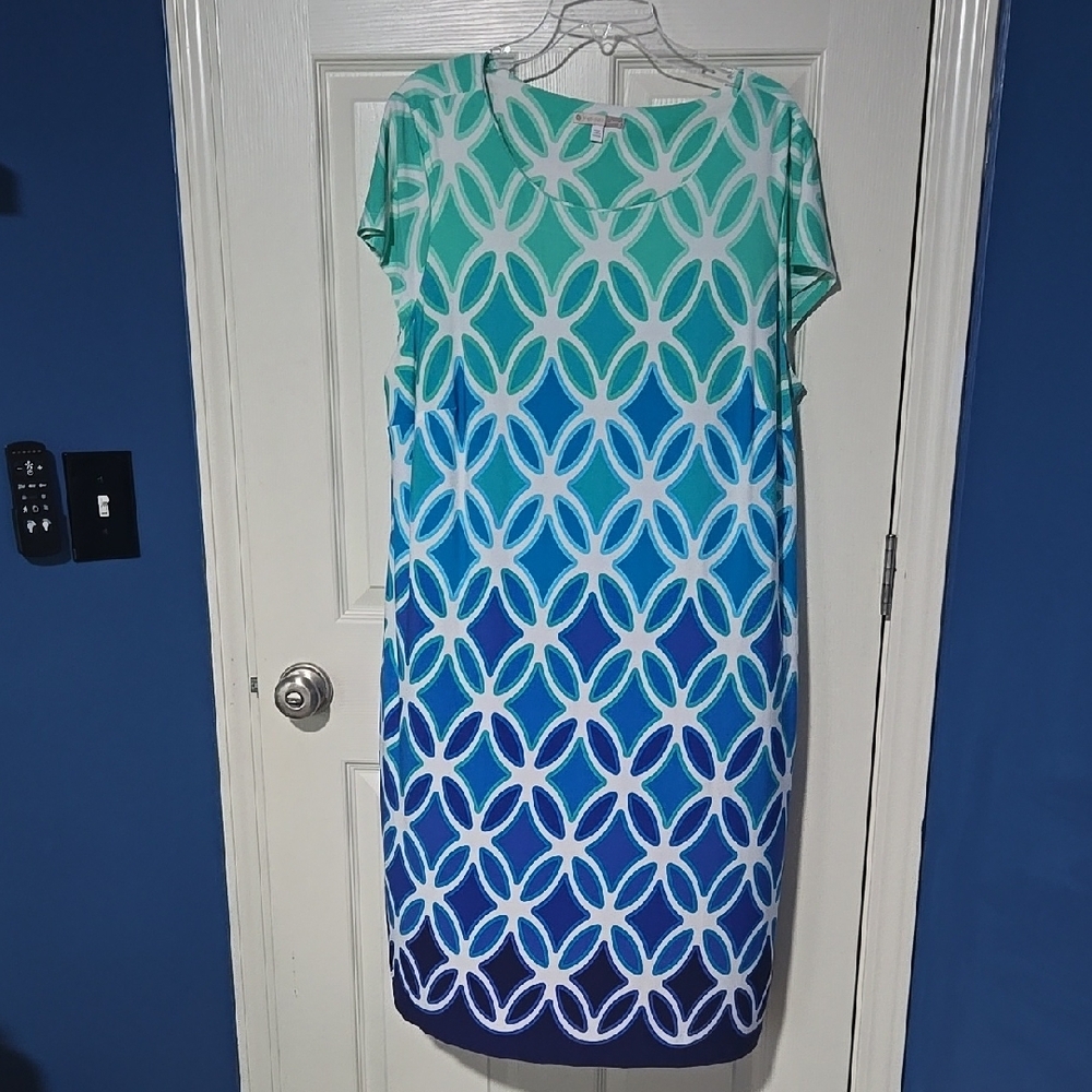 Signature Blue Dolman Sleeve Sheath Dress